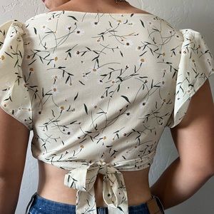 Cropped Wrap Floral Shirt